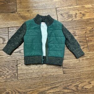 Cat & Jack Toddler Boys’ Sherpa-Lined Zip Jacket – Size 12M Green & Gray